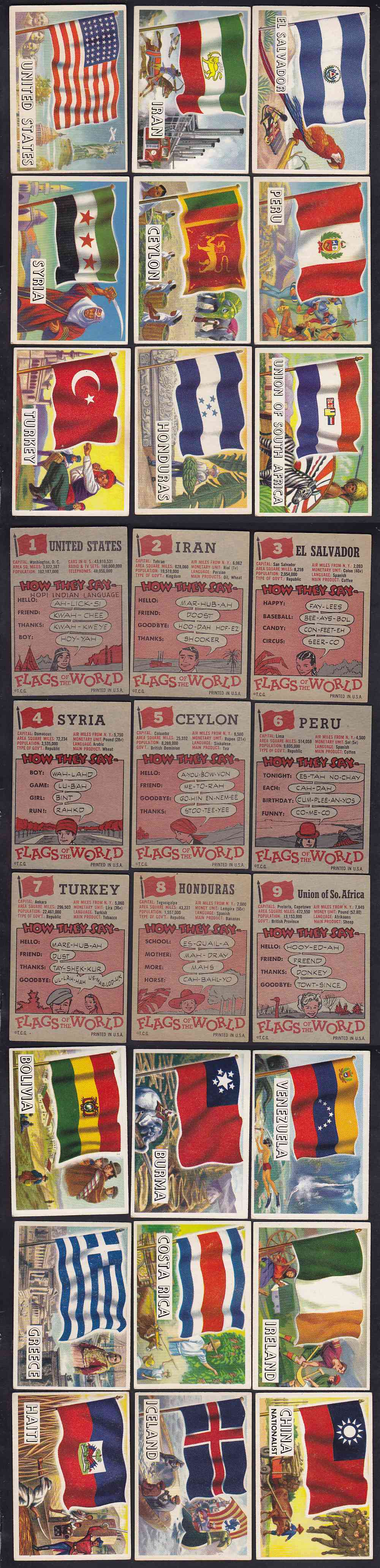 1956 TOPPS FLAGS OF THE WORLD CARD FULL SET 80/80 photo 1956 TOPPS FLAGS OF THE WORLD CARD FULL SET 80/80 photo