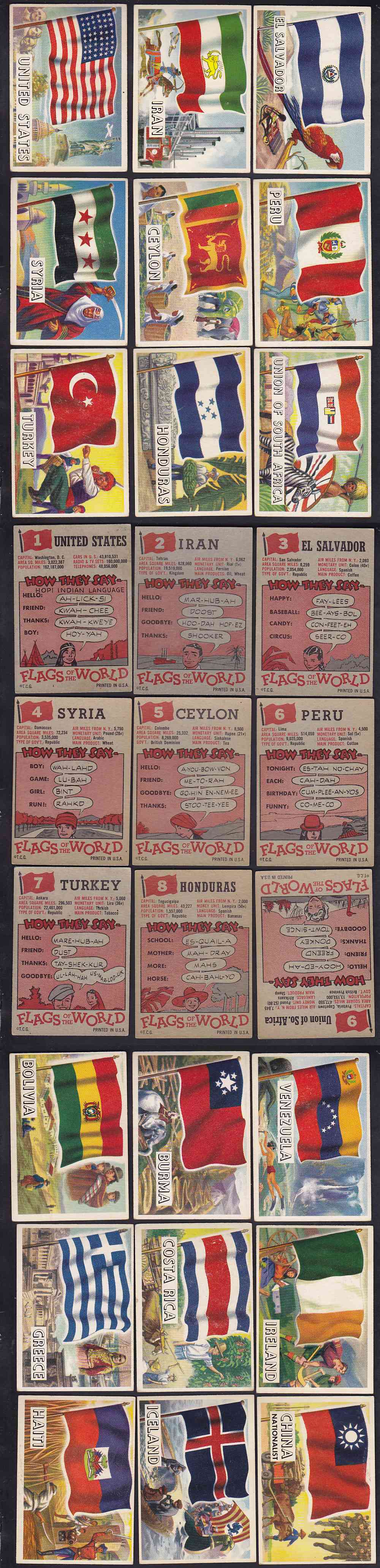 1956 TOPPS FLAGS OF THE WORLD CARD FULL SET 80/80 photo 1956 TOPPS FLAGS OF THE WORLD CARD FULL SET 80/80 photo