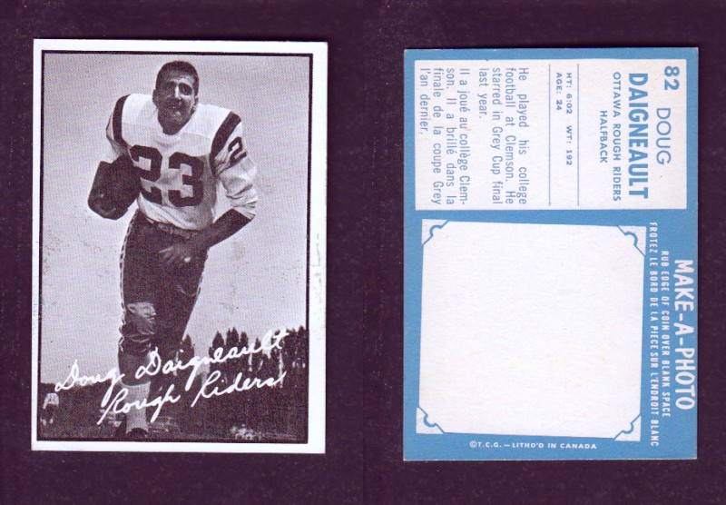1961 CFL TOPPS FOOTBALL CARD #82 D. DAIGNEAULT photo 1961 CFL TOPPS FOOTBALL CARD #82 D. DAIGNEAULT photo