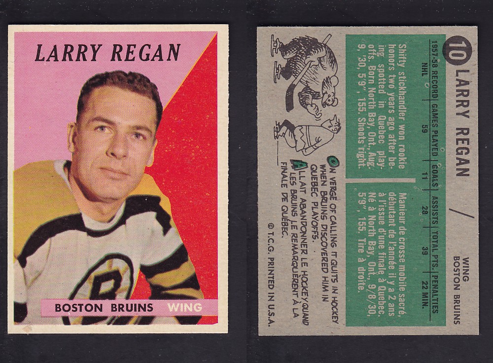 1958-59 TOPPS HOCKEY CARD #10 L. REGAN photo 1958-59 TOPPS HOCKEY CARD #10 L. REGAN photo