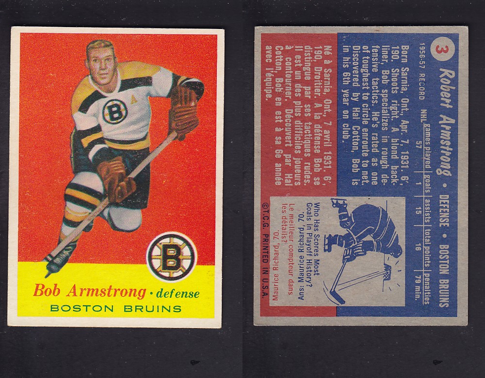 1957-58 TOPPS HOCKEY CARD #3 R. ARMSTRONG photo 1957-58 TOPPS HOCKEY CARD #3 R. ARMSTRONG photo