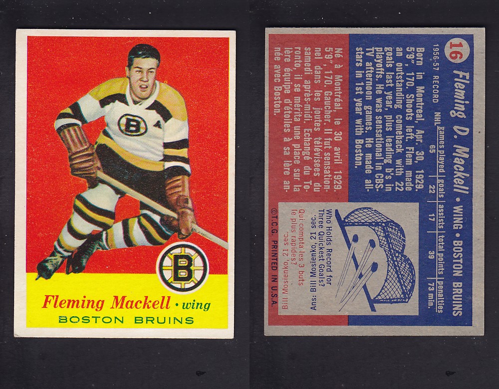 1957-58 TOPPS HOCKEY CARD #16 F. MACKELL photo 1957-58 TOPPS HOCKEY CARD #16 F. MACKELL photo