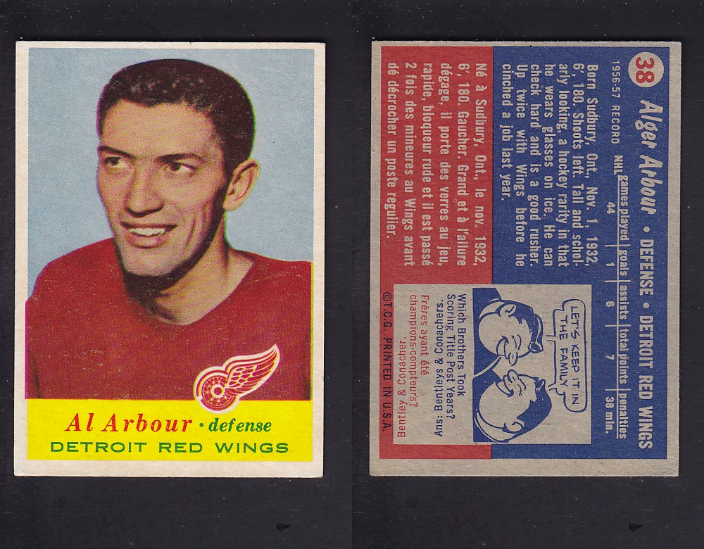 1957-58 TOPPS HOCKEY CARD #38 A. ARBOUR photo 1957-58 TOPPS HOCKEY CARD #38 A. ARBOUR photo