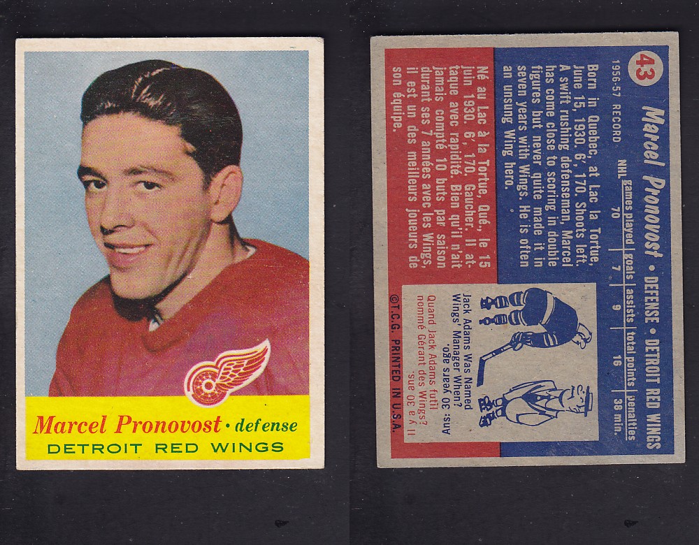1957-58 TOPPS HOCKEY CARD #43 M. PRONOVOST photo 1957-58 TOPPS HOCKEY CARD #43 M. PRONOVOST photo