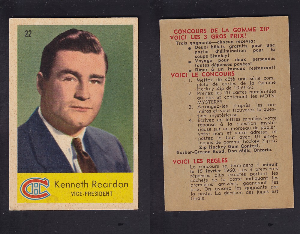 1959-60 PARKHURST HOCKEY CARD #22 K. REARDON photo 1959-60 PARKHURST HOCKEY CARD #22 K. REARDON photo