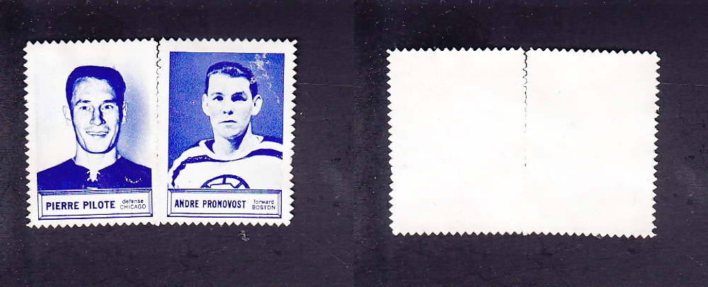 1960-61 TOPPS STAMPS PAIRS PILOTE/PRONOVOST photo 1960-61 TOPPS STAMPS PAIRS PILOTE/PRONOVOST photo