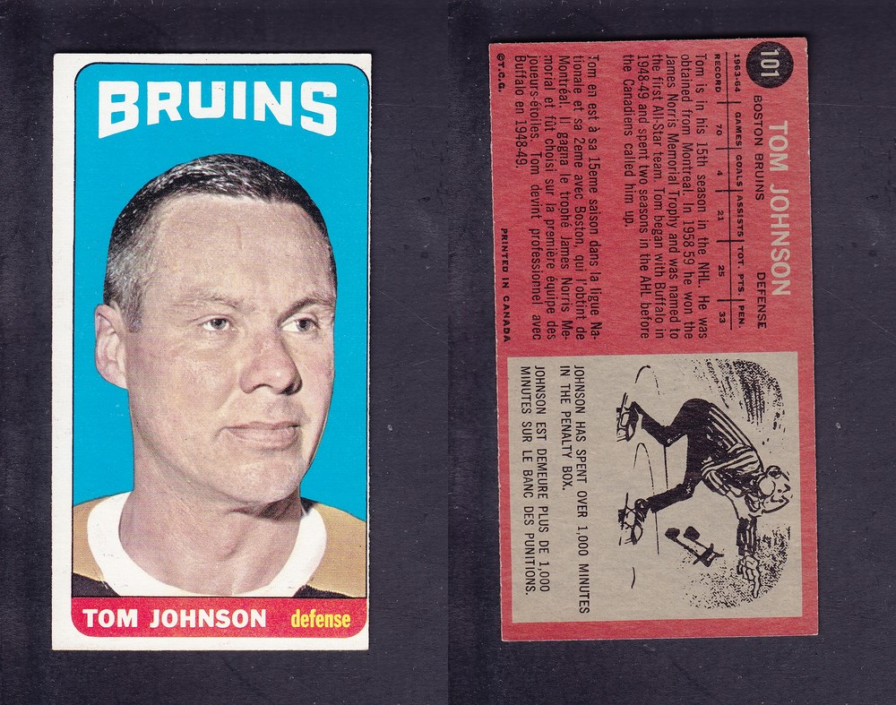 1964-65 TOPPS HOCKEY CARD #101 T. JOHNSON photo 1964-65 TOPPS HOCKEY CARD #101 T. JOHNSON photo