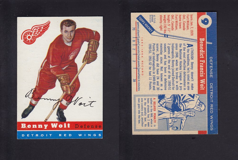 1954-55 TOPPS HOCKEY CARD #9 B. WOIT photo 1954-55 TOPPS HOCKEY CARD #9 B. WOIT photo