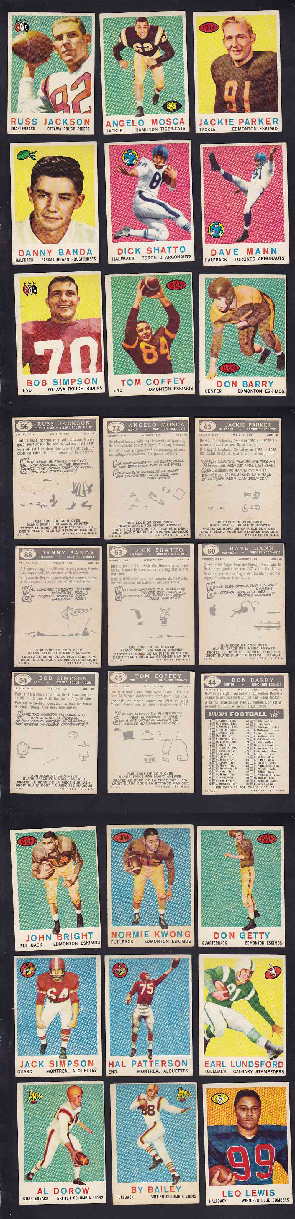 1959 CFL TOPPS FOOTBALL CARD FULL SET 88/88 photo 1959 CFL TOPPS FOOTBALL CARD FULL SET 88/88 photo