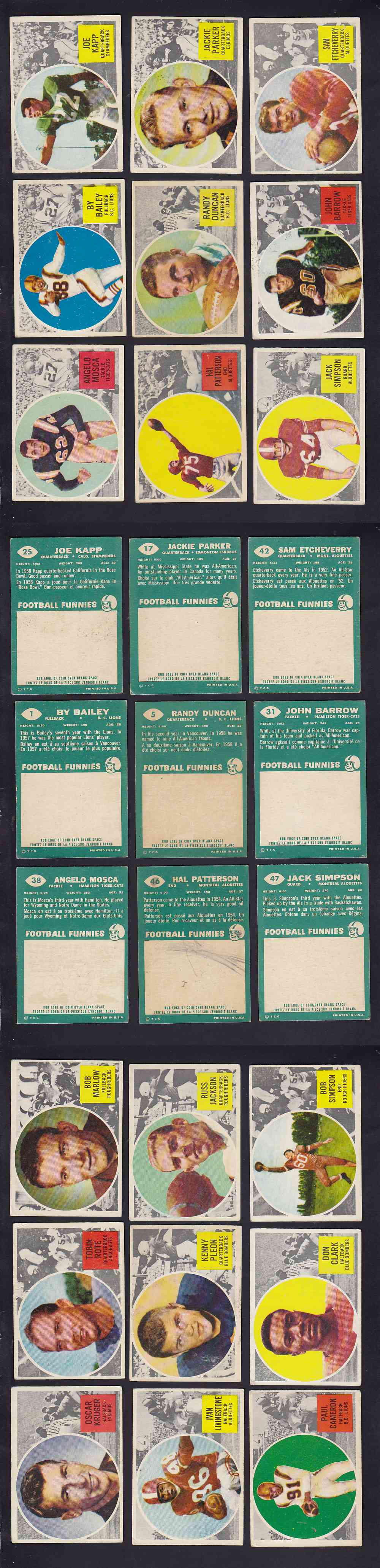 1960 CFL TOPPS FOOTBALL CARD NEAR SET 86/88 photo 1960 CFL TOPPS FOOTBALL CARD NEAR SET 86/88 photo