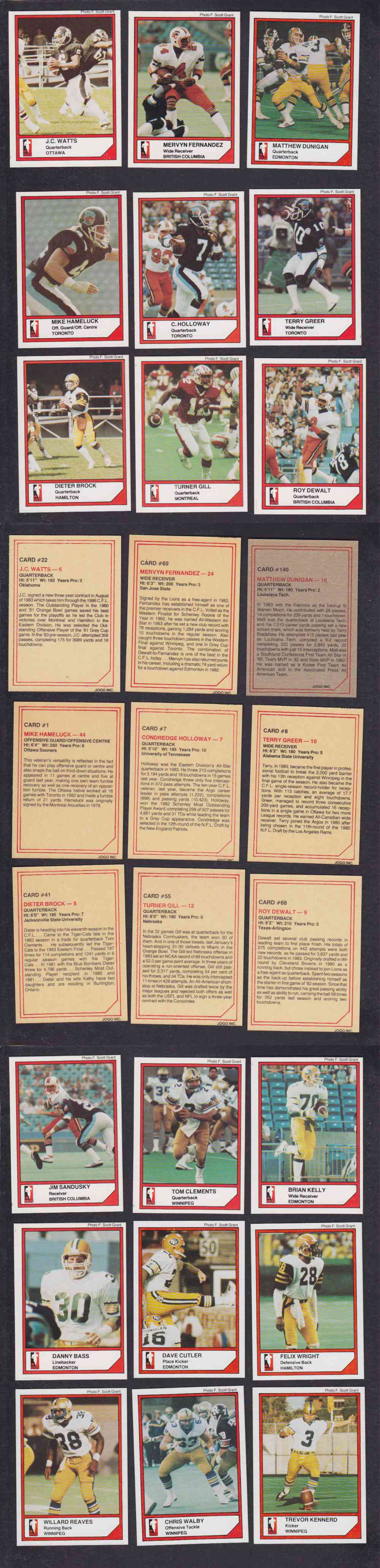 1984 CFL JOGO FOOTBALL CARD FULL SET SER. 1 & 2 160/160 photo 1984 CFL JOGO FOOTBALL CARD FULL SET SER. 1 & 2 160/160 photo