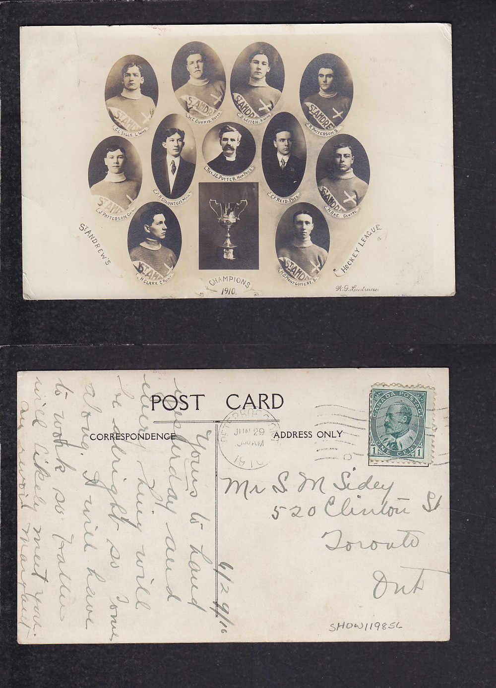 1910 TORONTO HOCKEY TEAM POST CARD photo 1910 TORONTO HOCKEY TEAM POST CARD photo