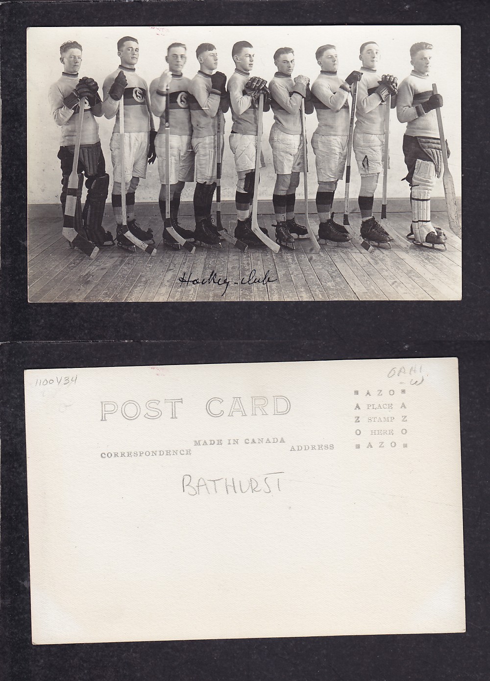 1910'S BATHURST HOCKEY TEAM POST CARD photo 1910'S BATHURST HOCKEY TEAM POST CARD photo