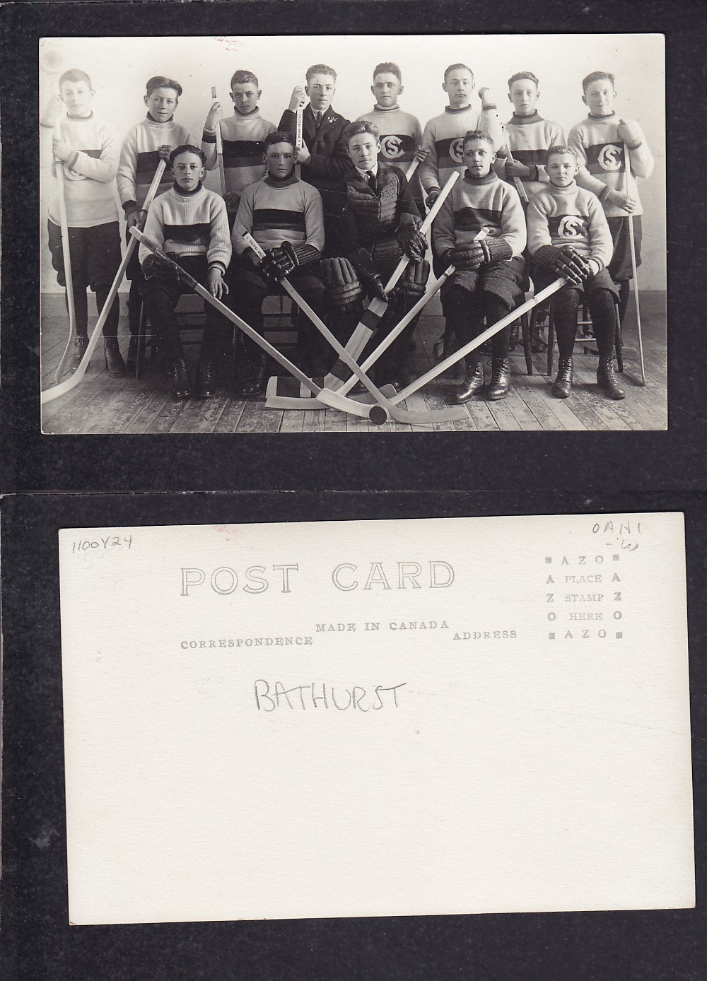 1910'S BATHURST HOCKEY TEAM POST CARD photo 1910'S BATHURST HOCKEY TEAM POST CARD photo
