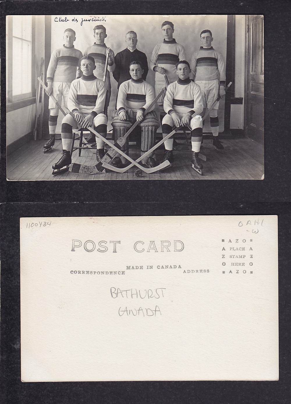 1910'S BATHURST HOCKEY TEAM POST CARD photo 1910'S BATHURST HOCKEY TEAM POST CARD photo