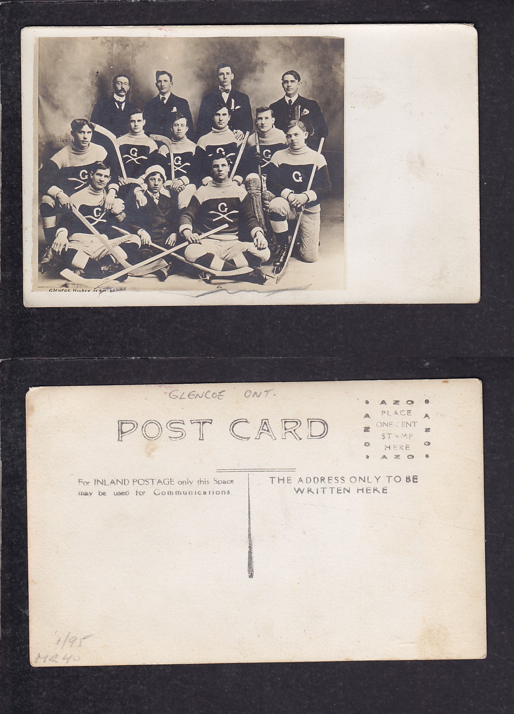 1900'S GLENCOE HOCKEY TEAM POST CARD photo 1900'S GLENCOE HOCKEY TEAM POST CARD photo