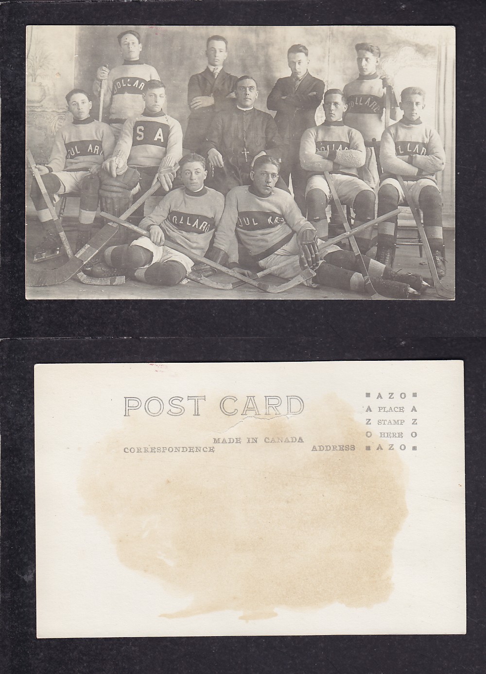1910 HOCKEY TEAM POST CARD photo 1910 HOCKEY TEAM POST CARD photo