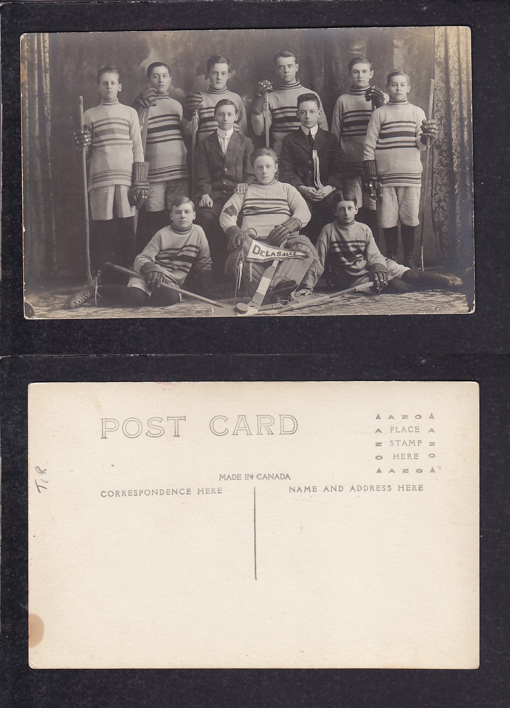 1900'S DE LASALLE HOCKEY TEAM POST CARD photo 1900'S DE LASALLE HOCKEY TEAM POST CARD photo