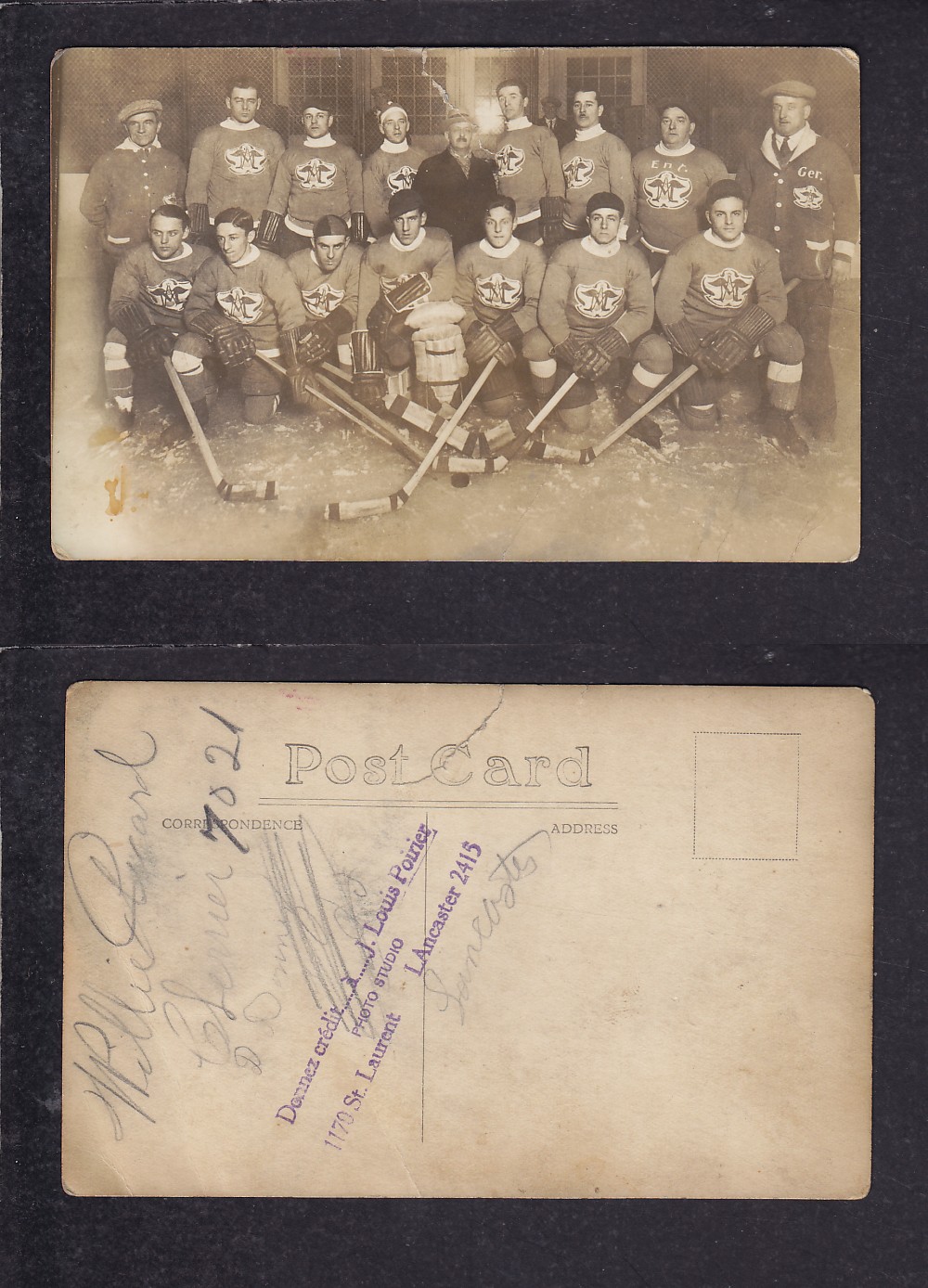 1900'S LANCASTER HOCKEY TEAM POST CARD photo 1900'S LANCASTER HOCKEY TEAM POST CARD photo