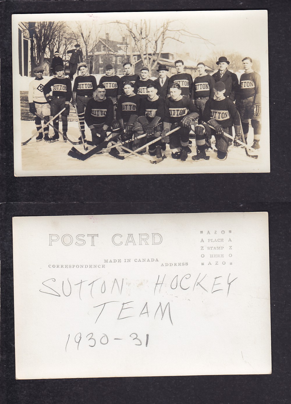 1930-31 SUTTON HOCKEY TEAM POST CARD photo 1930-31 SUTTON HOCKEY TEAM POST CARD photo