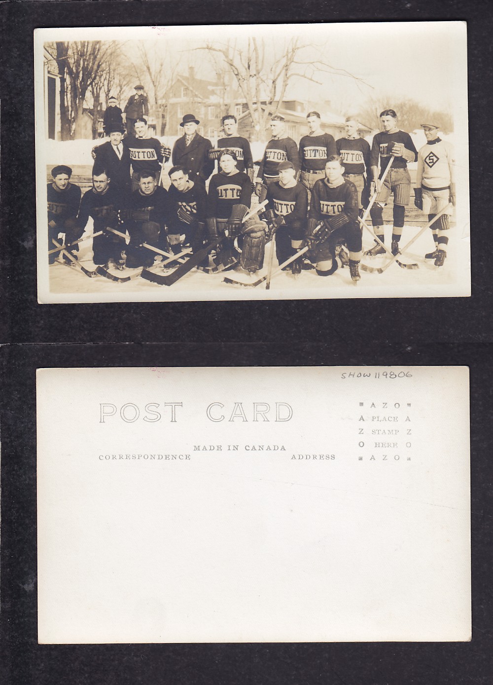 1920'S SUTTON HOCKEY TEAM POST CARD photo 1920'S SUTTON HOCKEY TEAM POST CARD photo