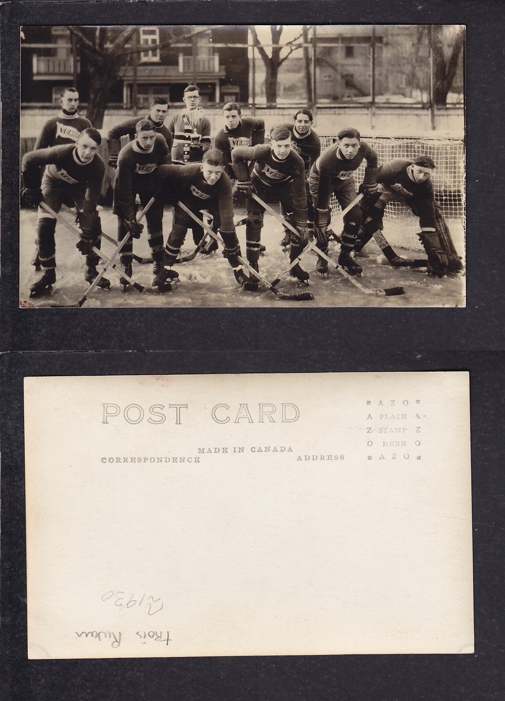 1920'S TROIS RIVIERES HOCKEY TEAM POST CARD photo 1920'S TROIS RIVIERES HOCKEY TEAM POST CARD photo