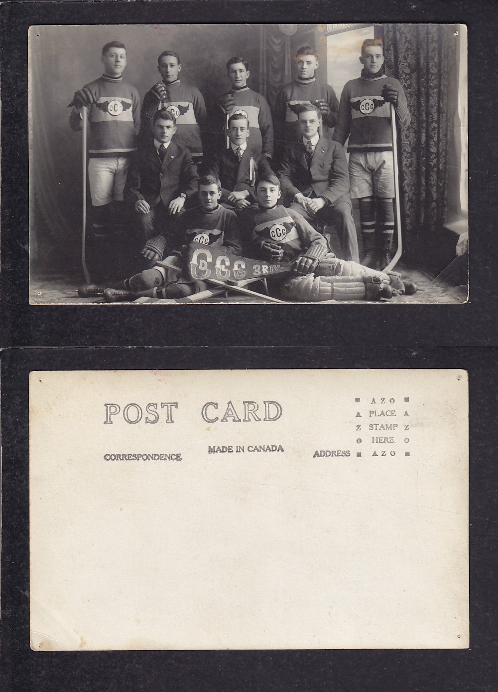 1900'S TROIS RIVIERES HOCKEY TEAM POST CARD photo 1900'S TROIS RIVIERES HOCKEY TEAM POST CARD photo
