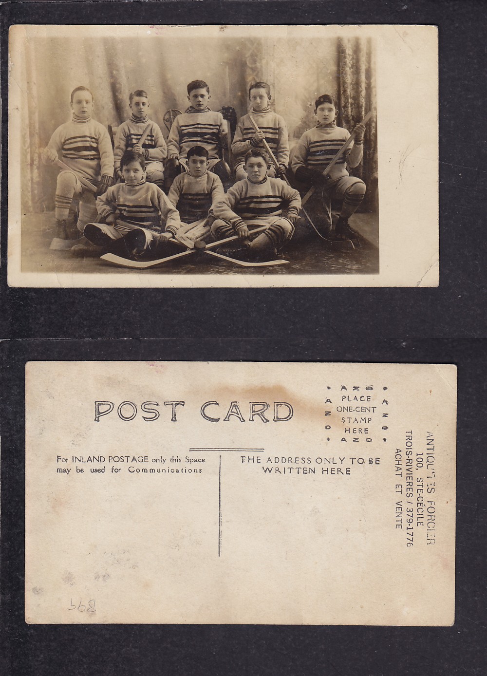 1900'S TROIS RIVIERES HOCKEY TEAM POST CARD photo 1900'S TROIS RIVIERES HOCKEY TEAM POST CARD photo