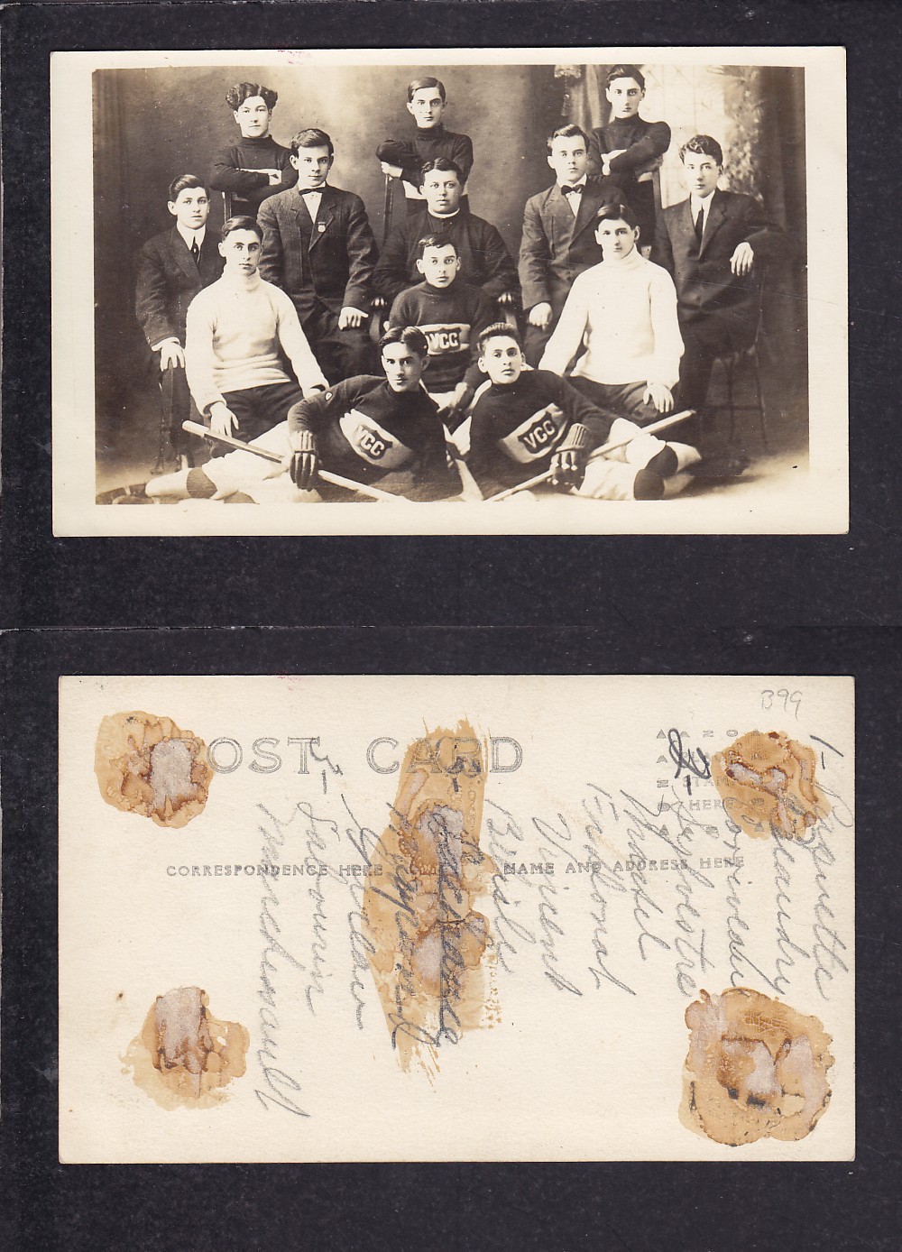 1910'S VICTORIAVILLE HOCKEY TEAM POST CARD photo 1910'S VICTORIAVILLE HOCKEY TEAM POST CARD photo