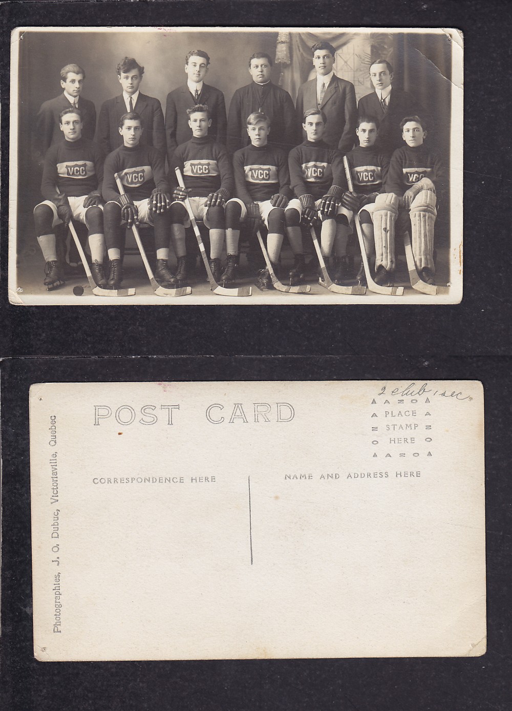 1910'S VICTORIAVILLE HOCKEY TEAM POST CARD photo 1910'S VICTORIAVILLE HOCKEY TEAM POST CARD photo