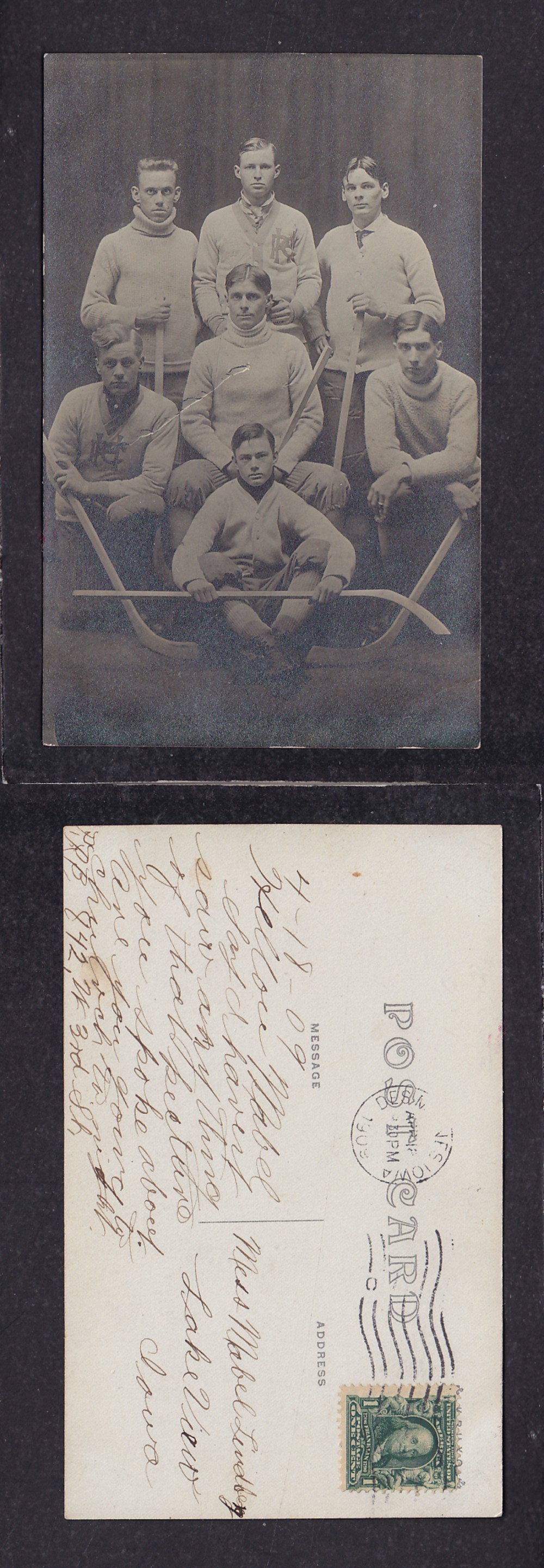 1900'S HOCKEY TEAM POST CARD photo 1900'S HOCKEY TEAM POST CARD photo