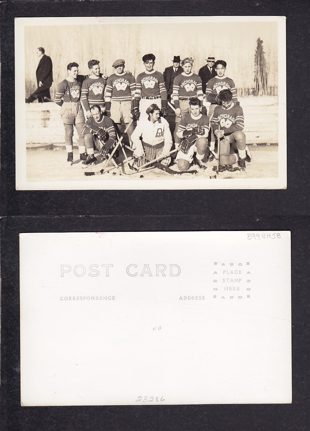 1920'S ANCHORAGE HOCKEY TEAM POST CARD photo 1920'S ANCHORAGE HOCKEY TEAM POST CARD photo