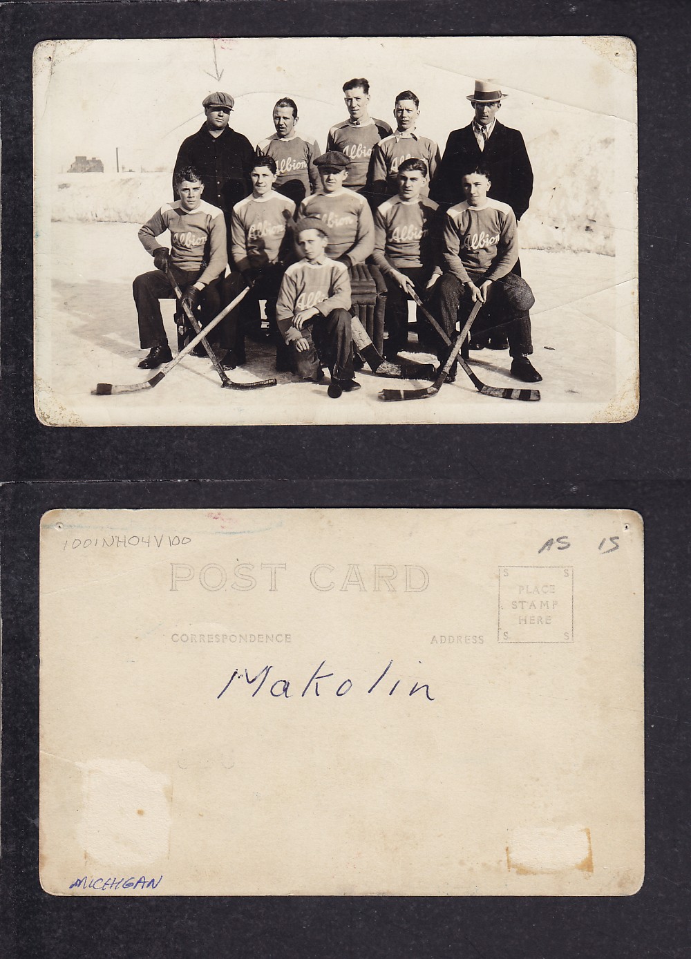 1900'S MAKOLIN HOCKEY TEAM POST CARD photo 1900'S MAKOLIN HOCKEY TEAM POST CARD photo