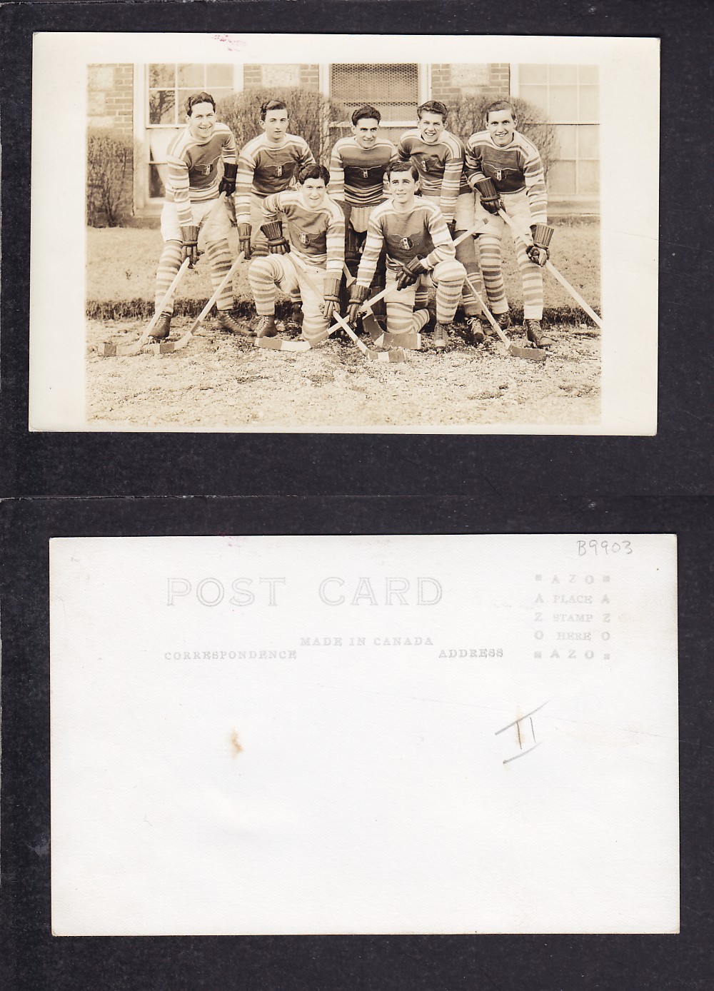 1920'S HOCKEY TEAM POST CARD photo 1920'S HOCKEY TEAM POST CARD photo
