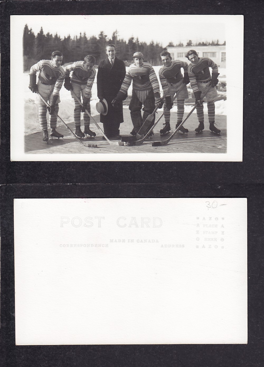 1920'S HOCKEY TEAM POST CARD photo 1920'S HOCKEY TEAM POST CARD photo