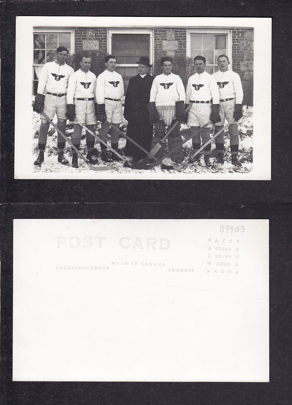 1920'S HOCKEY TEAM POST CARD photo 1920'S HOCKEY TEAM POST CARD photo