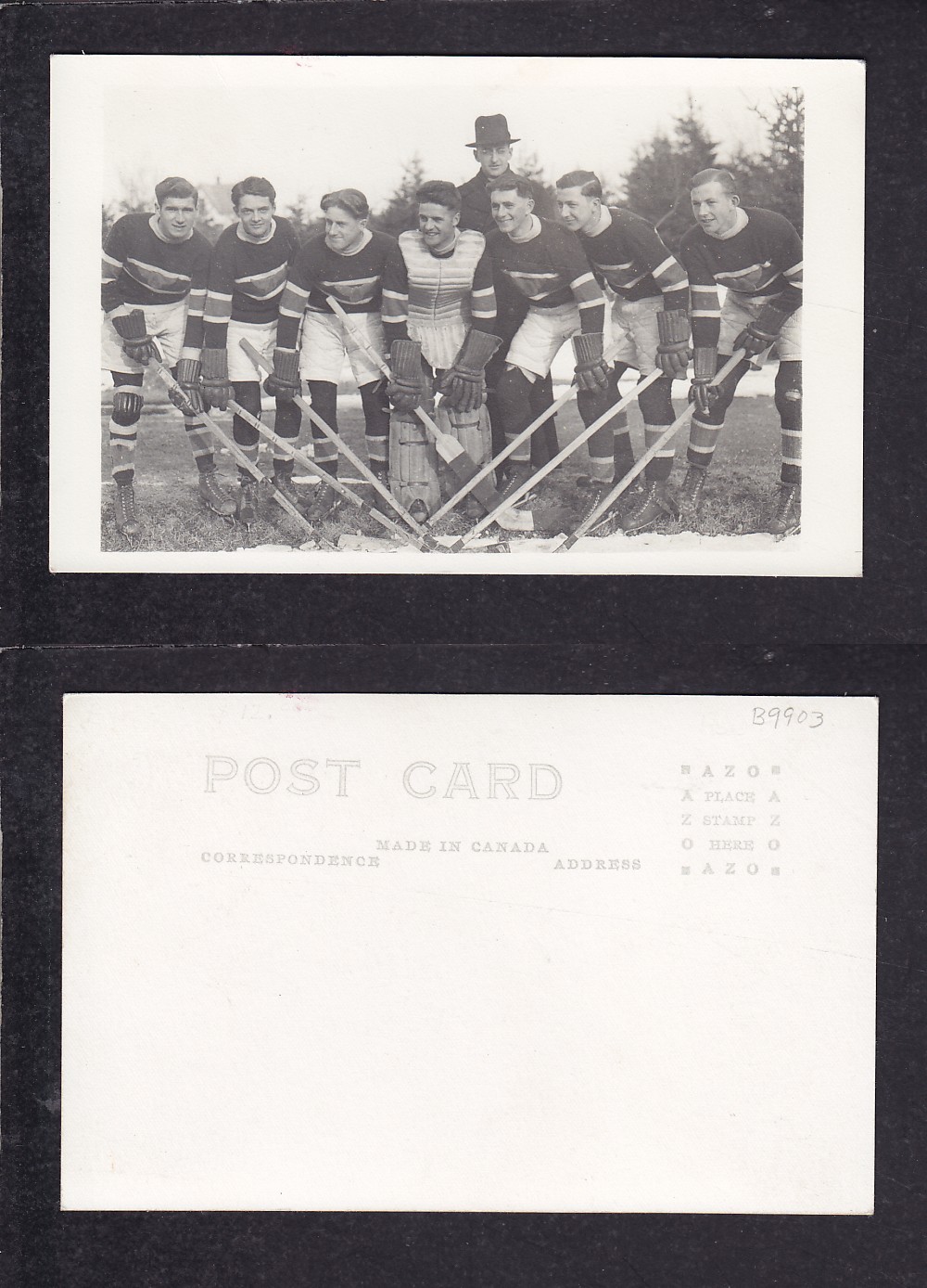 1920'S HOCKEY TEAM POST CARD photo 1920'S HOCKEY TEAM POST CARD photo