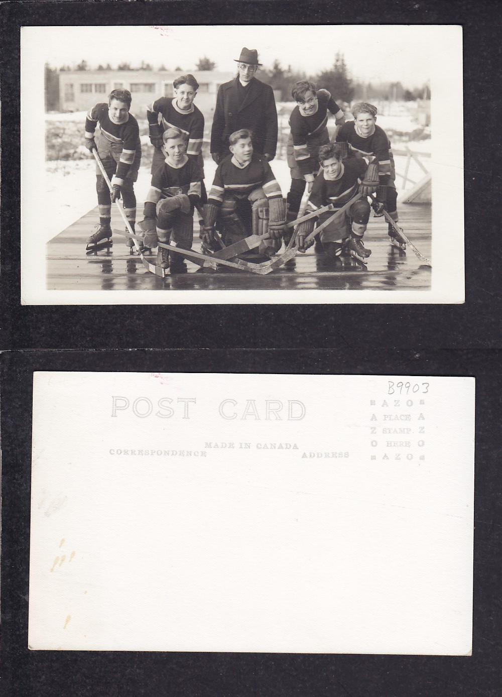 1920'S HOCKEY TEAM POST CARD photo 1920'S HOCKEY TEAM POST CARD photo