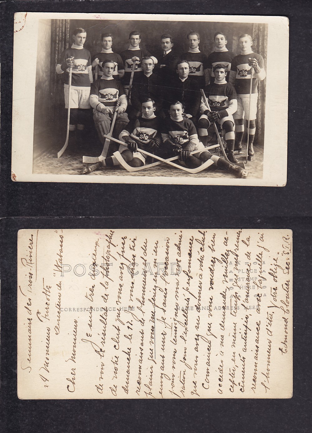 1900'S HOCKEY TEAM POST CARD photo 1900'S HOCKEY TEAM POST CARD photo