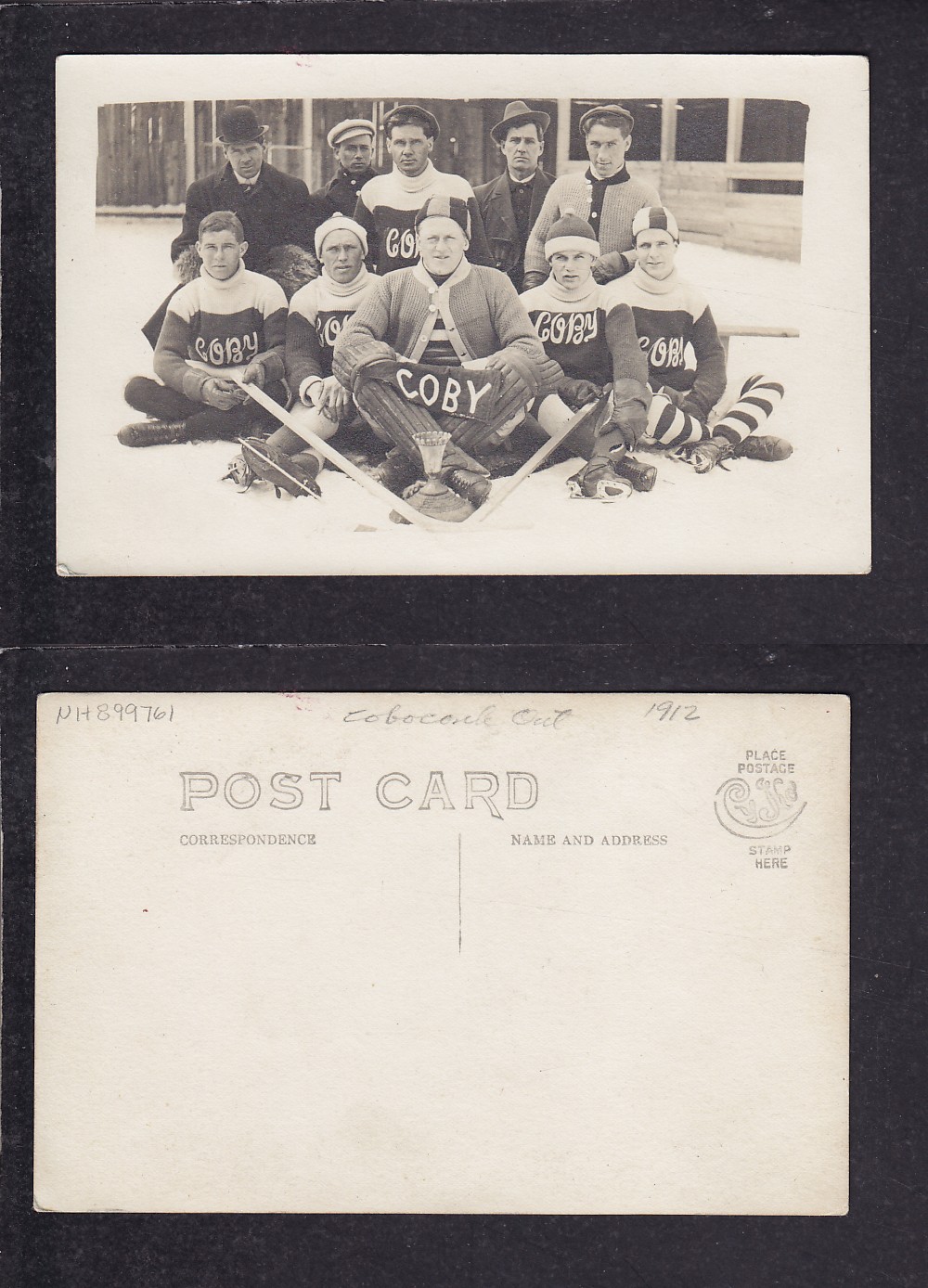1912 HOCKEY TEAM POST CARD photo 1912 HOCKEY TEAM POST CARD photo