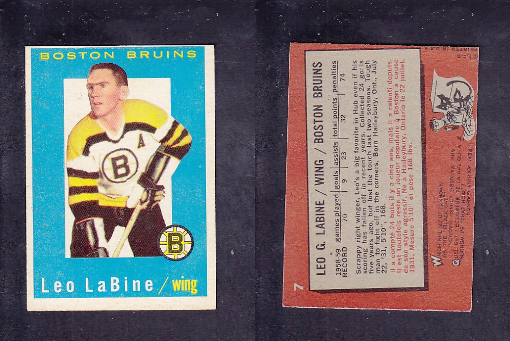 1959-60 TOPPS HOCKEY CARD #7 L. LABINE photo 1959-60 TOPPS HOCKEY CARD #7 L. LABINE photo