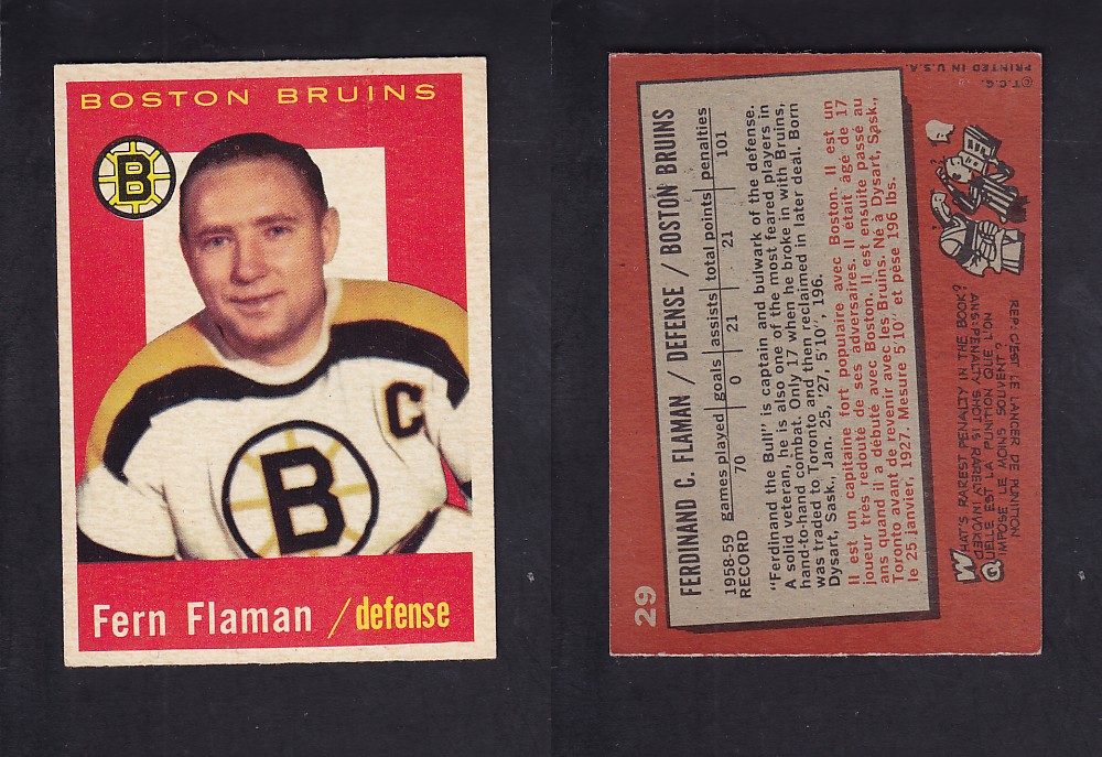1959-60 TOPPS HOCKEY CARD #29 F. FLAMAN photo 1959-60 TOPPS HOCKEY CARD #29 F. FLAMAN photo