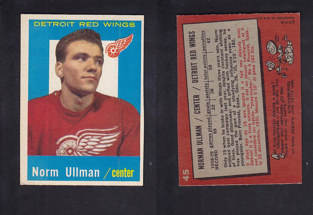 1959-60 TOPPS HOCKEY CARD #45 N. ULLMAN photo