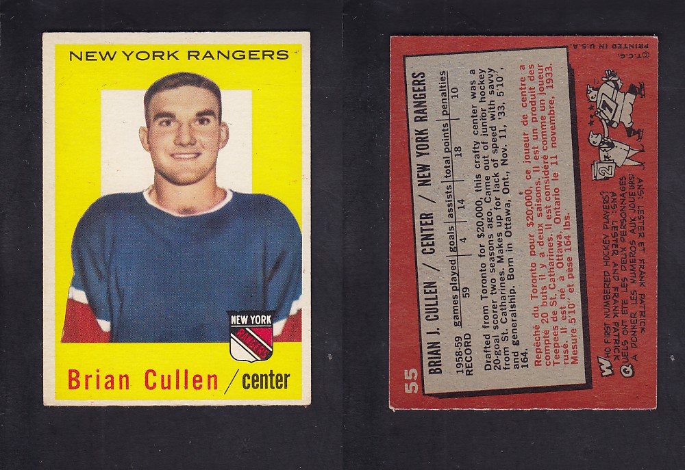 1959-60 TOPPS HOCKEY CARD #55 B. CULLEN photo 1959-60 TOPPS HOCKEY CARD #55 B. CULLEN photo