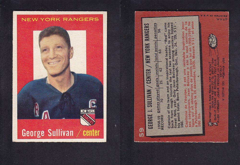 1959-60 TOPPS HOCKEY CARD #59 G. SULLIVAN photo 1959-60 TOPPS HOCKEY CARD #59 G. SULLIVAN photo