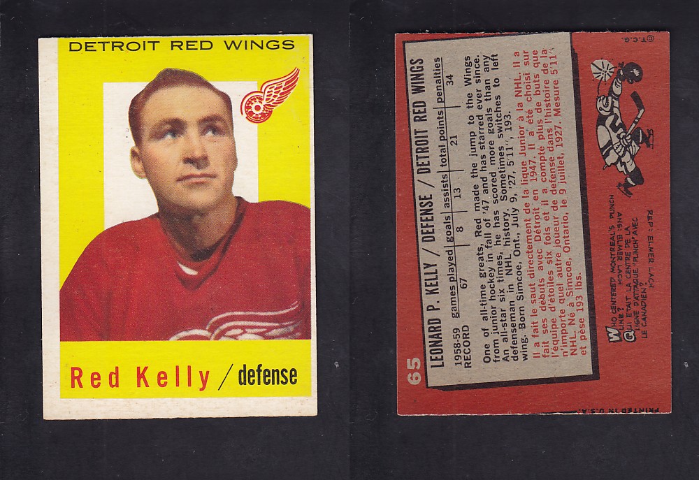 1959-60 TOPPS HOCKEY CARD #65 R. KELLY photo 1959-60 TOPPS HOCKEY CARD #65 R. KELLY photo