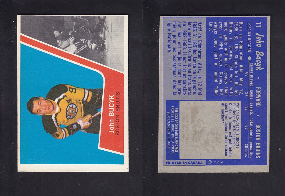 1963-64 TOPPS HOCKEY CARD #11 J. BUCYK photo 1963-64 TOPPS HOCKEY CARD #11 J. BUCYK photo