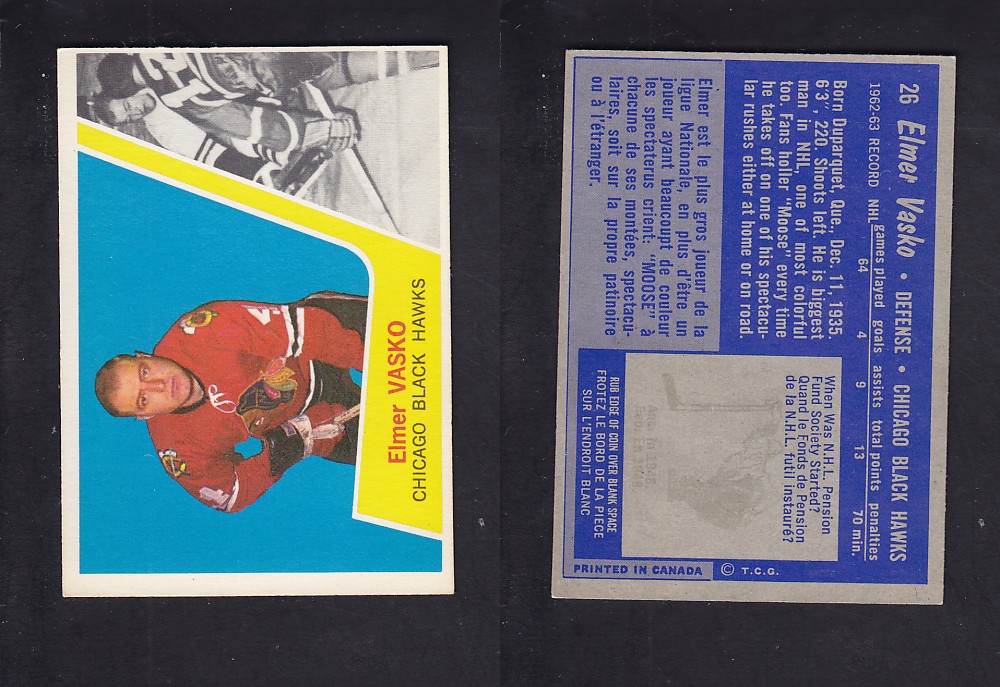 1963-64 TOPPS HOCKEY CARD #26 E. VASKO photo 1963-64 TOPPS HOCKEY CARD #26 E. VASKO photo