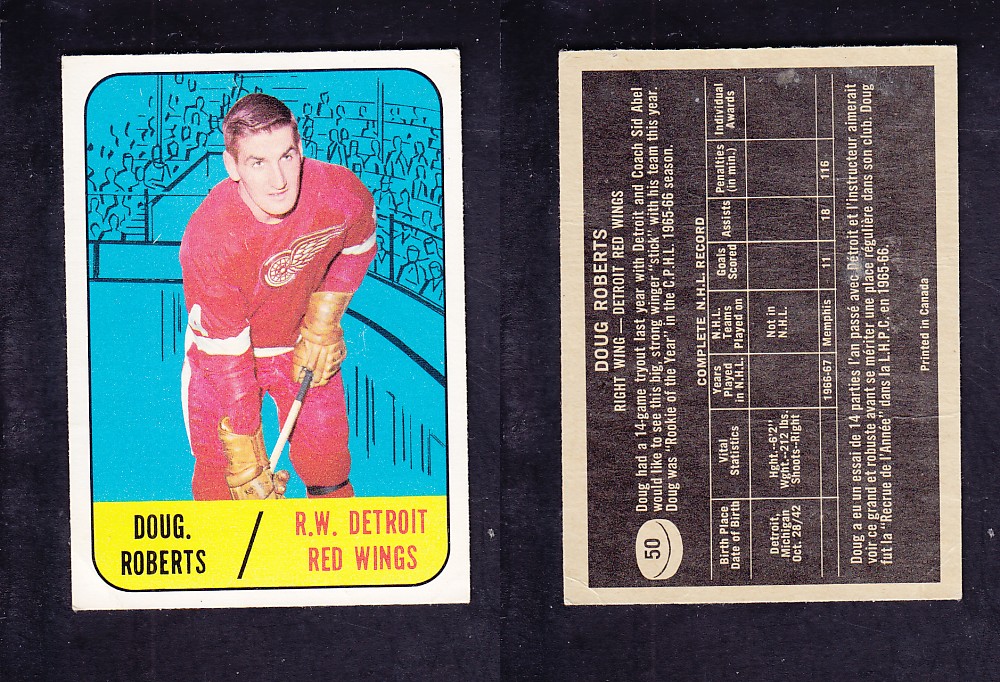 1967-68 TOPPS HOCKEY CARD #50 D. ROBERTS photo 1967-68 TOPPS HOCKEY CARD #50 D. ROBERTS photo