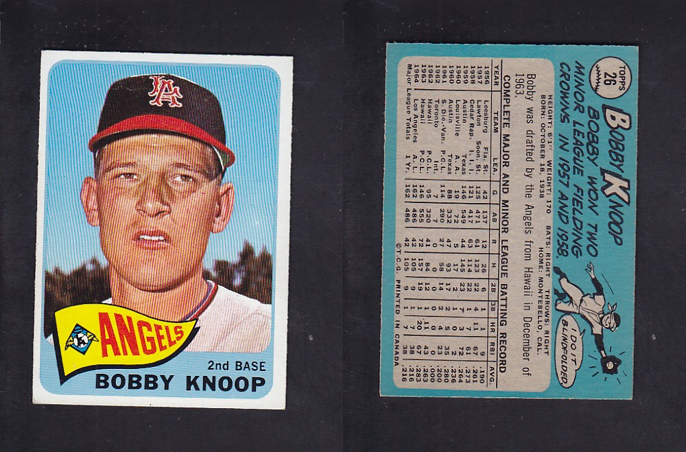 1965 O-PEE-CHEE BASEBALL CARD #26 B. KNOOP photo 1965 O-PEE-CHEE BASEBALL CARD #26 B. KNOOP photo